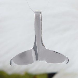 New Sterling Silver Whale Tail Pendant Necklace